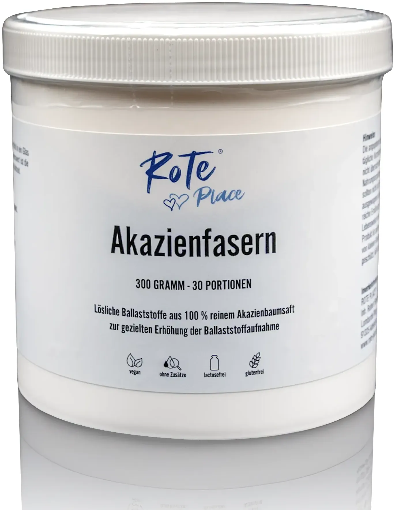 ROTE PLACE Akazienfasern - Lösliche Ballaststoffe aus 100 % reinem Akazienbaumsaft - Vegan (300 g)