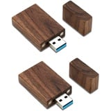 JBOS USB-Stick, 32 GB, USB 3.0, aus Holz, 2 Stück, 32 GB, 3.0, Super-Speed, 2 Stück, USB-Stick, 32 GB, elegant, als Geschäftsgeschenk oder Geschenk für Freunde, Walnuss, Schwarz