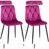 Proregal CHEFGASTRO 2er Set Esszimmerstuhl BUENOS AIRES Samt HxBxT 85x45x55cm Lila Küchenstuhl