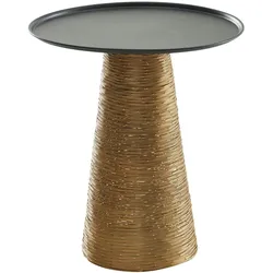 Kadima Design Aluminium Beistelltisch, Exquisites Schwarz-Gold Muster, Handgefertigt und Praktisch. 40x40x45 cm