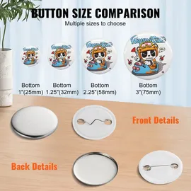 Vevor Buttonmaschine Knopfmachermaschine Zubehör Badge Punch Press 32 mm, DIY Badge Press Machine Ersatzteile 500 Stk, Abzeichenpressmaschine, Metall + Kunststoff / 250 + 250 Stk. Abzeichen