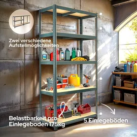 Arebos 2er Set Schwerlastregal 180 x 90 x 40 cm 875 kg Kellerregal Steckregal Schwarz