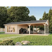 Palmako Gartenhaus Irene 956 x 550 cm Lackiert Hellgrau-Anthrazit
