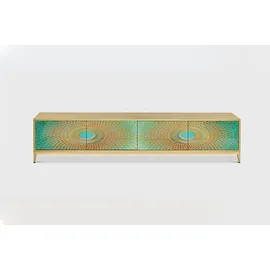 KAWOLA LAGO Lowboard 200/42 cm Grün/Gold Edelstahl