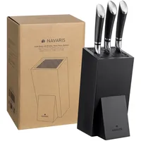 Navaris Messerblock aus Bambus mit Borsteneinsatz - Messer Block