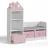 [en.casa] Kindersitzbank Vipsali 100 x 99 x 30 cm Holz rosa-weiß