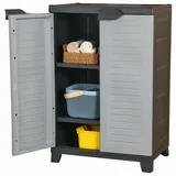 Tidyard Gartenschrank mit 2 Türen und 3 Fachböden Geräteschuppen Kunststoffschrank Spindschrank Schrank Spind Terrassenschrank Balkonschrank Kunststoff 65x45x97 cm