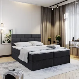 masseno Boxbett mit Bettkasten und 2 Schubladen ¦ schwarz ¦ Maße (cm): B: 180 H: 98