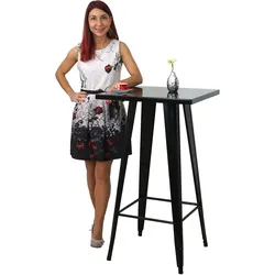 Mendler Stehtisch HWC-A73, Bistrotisch Bartisch, Metall Industriedesign 105x60x60cm ~ schwarz