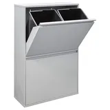 ARREGUI Basic CR602-B Mülltrennsystem aus Stahl | Mülleimer für die Küche | 4 Fach Abfalleimer | 4x17L (68L) | Herausnehmbare Inneneimer mit Griff | Recycling Schrank | Mülltrennung |hellgrau