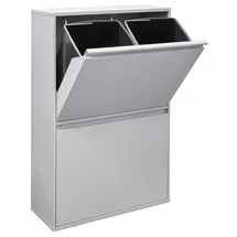 ARREGUI Basic CR602-B Mülltrennsystem aus Stahl | Mülleimer für die Küche | 4 Fach Abfalleimer | 4x17L (68L) | Herausnehmbare Inneneimer mit Griff | Recycling Schrank | Mülltrennung |hellgrau