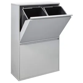 ARREGUI Basic CR602-B Mülltrennsystem aus Stahl | Mülleimer für die Küche | 4 Fach Abfalleimer | 4x17L (68L) | Herausnehmbare Inneneimer mit Griff | Recycling Schrank | Mülltrennung |hellgrau