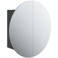 VidaXL Badezimmerschrank mit Rundem Spiegel & LED Schwarz 40x40x17,5cm