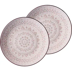Dessertteller RITZENHOFF & BREKER "Valencia", rosa (natur, hellbraun, hellrosa), Ø:21,5cm, Steinzeug, Speiseteller, Steinzeug, südländisches Dekor in Stempeltechnik