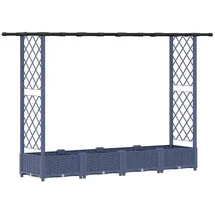 vidaXL Hochbeet mit Rankgitter und Dach 203 x 40 x 123 cm Grau