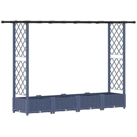 vidaXL Hochbeet mit Rankgitter und Dach 203 x 40 x 123 cm Grau