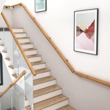 Handläufe Für Treppen, Handläufe Für Innentreppen Aus Holz, Sicherheitshandläufe Für Senioren Und Kinder, Rutschfest, Mit Metallstützen, Rund, Halbrund (Color : Wood, Size : 120cm)