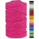 Netuno 1x Makramee Garn Fuchsia 3 mm 100 m Makramee Kordel Baumwolle mit Baumwollkern Baumwollkordel Schnur Bastelgarn farbig für Dekoration Wandbehang Blumenampel Cotton Cord Macrame