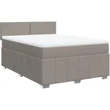 vidaXL Boxspringbett mit Matratze Taupe 140x200 cm Stoff