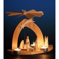 Teelicht - Tisch - Pyramide - Christi Geburt - Feine Handwerkskunst aus dem Erzgebirge