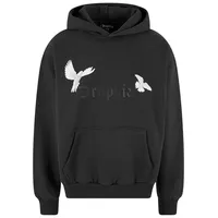 Dropsize Heavy Oversize White Doves Hoodie in Schwarz, Größe