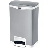 Rubbermaid Slim Jim 1901992 50 Litre Front Step Step-On Stainless Steel Wastebasket - Black