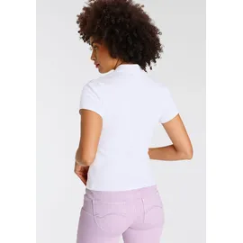 KangaROOS Poloshirt KANGAROOS, Damen, Gr. 36/38, weiß, Rippware, Obermaterial: 100% Baumwolle, unifarben, figurbetont kurz, V-Ausschnitt, Shirts, Kurzarm, figurbetonter Schnitt, aus Baumwolle