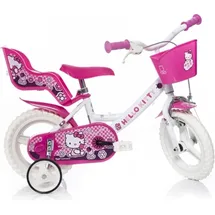 DINO BIKES Dino Kinderfahrräder Mädchen Hello Kitty 12 Zoll 21 cm Mädchen Über Treppen Weiß/Rosa - Weiß