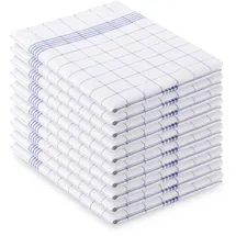 Vaily Geschirrtücher Blau-Kariert aus 100% Baumwolle 10er Pack
