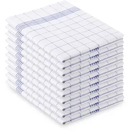 Vaily Geschirrtücher Blau-Kariert aus 100% Baumwolle 10er Pack