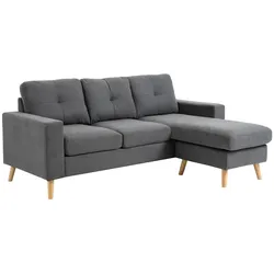 HOMCOM Ecksofa Leinen, Gummiholz