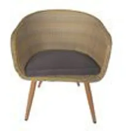 Wohnando Balkon Sitzgruppe "Saskia" hellbraun, mit 2 Stühlen, 1 Tisch und Sitzkissen - Grau