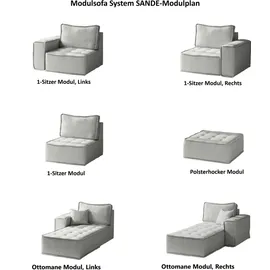 Fun Möbel Ecksofa Modulsofa 3-teilig SANDE Stoff Raven Honiggelb Ottomane Rechts
