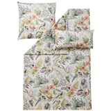 Estella Bettwäsche Benice 7591 530 Grün, Mako-Satin, 5 teilig, Blüten, Blumen, Blätter, Natur grün