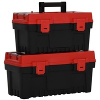 VidaXL 2-tlg. Werkzeugbox-Set Schwarz und Rot Polypropylen
