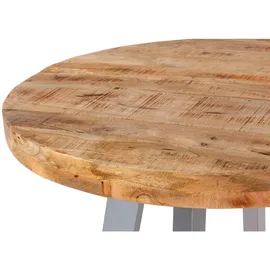 SAM Outillage Esszimmertisch rund 80 cm Mangoholz naturfarben silber Adelina