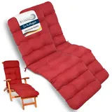 Beautissu 2X Bequeme Liegenauflage Deckchair & Sonnenliegen 200x50cm Flair DC – 8cm Dicke Polsterung Gartenliege Auflage Sonnenliege Liegestuhl Polster mit Schaumflockenfüllung Gartenmöbel Kissen Rot