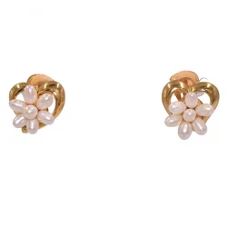 Paar Ohrstecker FIRETTI "Schmuck Geschenk Ohrschmuck Perlen", gold (gelbgoldfarben, weiß), Ohrringe, Damen, Messing-Perlen, Messing, Perlen, Made in Germany - mit Naturperle, Süßwasserzuchtperle