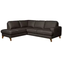 Ecksofa Fargo Leder Braun Dunkelbraun