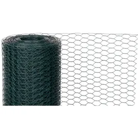 Proregal Maschendrahtzaun Sechseckgeflecht Höhe 1,0 Meter Länge 25 Meter Maschenweite 16 mm Drahtstärke 1,0 mm PVC-Beschichtet Grün