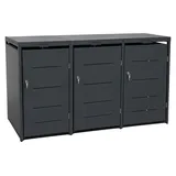 Metall Mülltonnenbox 3er Mülltonnenverkleidung 196 x118 cm Conta Anthrazit - Grau