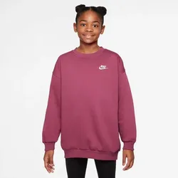 NIKE Kinder Sweatshirt G NSW CLUB FLC OVRSZD CREW, SWEET BEET/SWEET BEET/WHITE, S