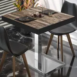 GGM Möbel BM | Bistrotisch | B:T:H 80 x 80 x 77 cm | Vintage Old / Edelstahl | Quadratisch | Schwarzer Rand