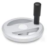 GANTER Normelemente | Speichenhandräder mit drehbarem Griff - GN 924-125-B14-R-SR | Aluminium | Silber, strukturmatt | 1 Stück