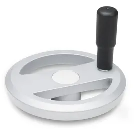 GANTER Normelemente | Speichenhandräder mit drehbarem Griff - GN 924-125-B14-R-SR | Aluminium | Silber, strukturmatt | 1 Stück