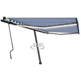 vidaXL LED Gelenkarmmarkise 450 x 300 cm blau/weiß 3069761