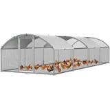 Wolketon Freilaufgehege 3 X 8 X 2m Mit Sonnendach Und Verzinkten Gitterstäben, Außengehege Als Voliere Hühnerstall Oder Hasenstall, Kleintiergehege Mit Riegel