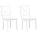 vidaXL Esszimmerstühle 2 STK., Esszimmerstuhl mit Rückenlehne, Essstuhl Küchenstuhl Ergonomisch, Stuhl Holzstuhl für Esszimmer Küche, Weiß Gummiholz Massivholz