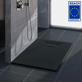 VILSTEIN Duschwanne Antirutsch Duschtasse, Flach, Steinoptik, Steinmuster 100 X 80 X 3 cm Weiß