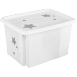keeeper Aufbewahrungsbox mit Deckel, Dreh- und stapelbar, Für Kinder, 30 l, karolina Nordic White